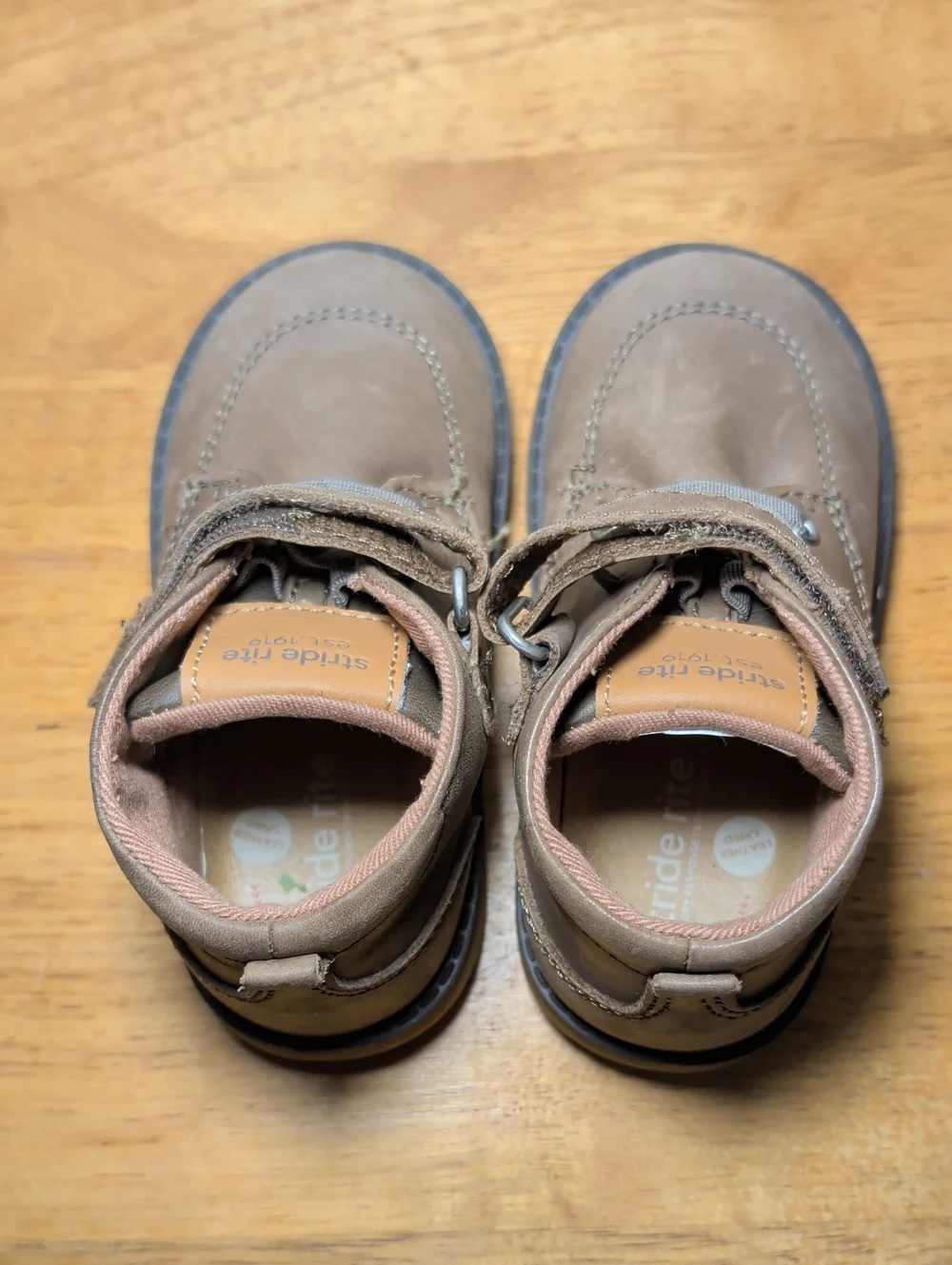 Stride Rite Quinn Leather Boot Brown Memory Foam Hook & Loop Toddler Boy Size 6M